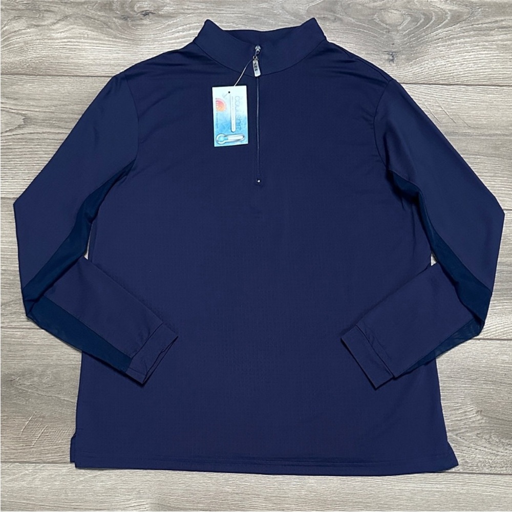 EIS Cool Sun Shirt Long Sleeve 1/4 Zip Navy Blue‎ Equestrian Shirt Size 2X